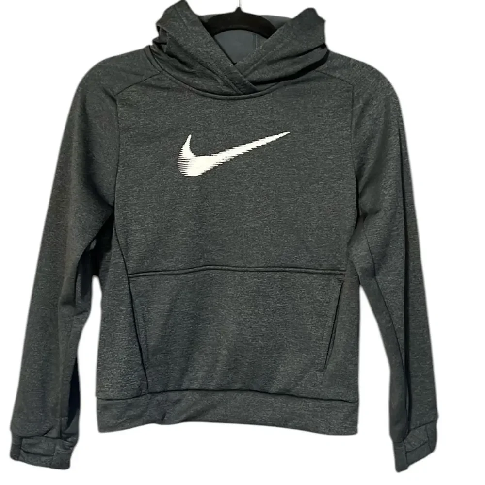 New Nike Therma-FIT Pullover Hoodie Big Kids Size Medium in Black/Anthracite